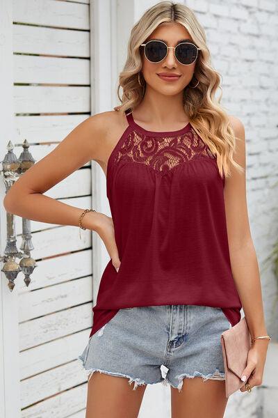 Lace Detail Sleeveless Top in 5 Colors - Olive Ave