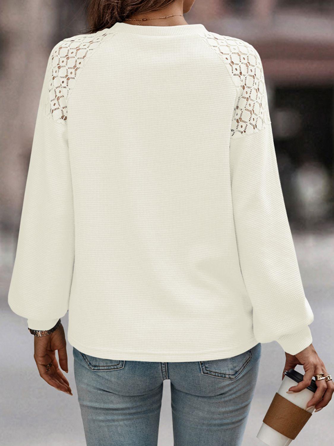 Lantern Sleeve Lace Blouse - Olive Ave