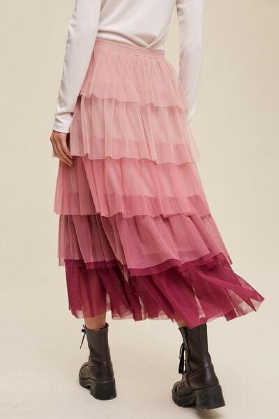 Layered Tulle Midi Skirt - Olive Ave