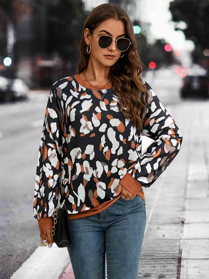 Leopard Drop Shoulder Sweatshirt - Olive Ave