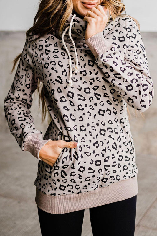 Leopard Print Long Sleeve Hoodie - Olive Ave