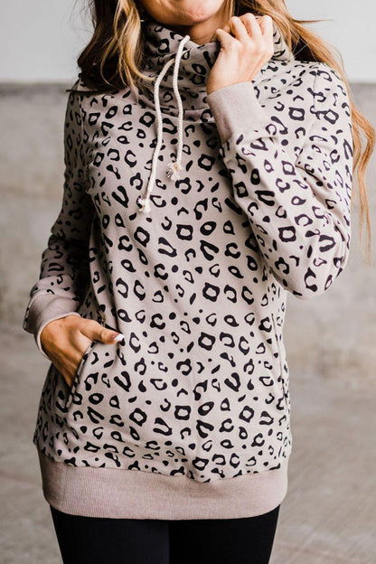 Leopard Print Long Sleeve Hoodie - Olive Ave