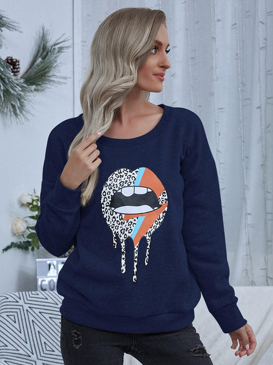 Lip Graphic Sweatshirt in 2 Colors - Olive Ave