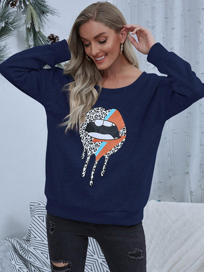 Lip Graphic Sweatshirt in 2 Colors - Olive Ave