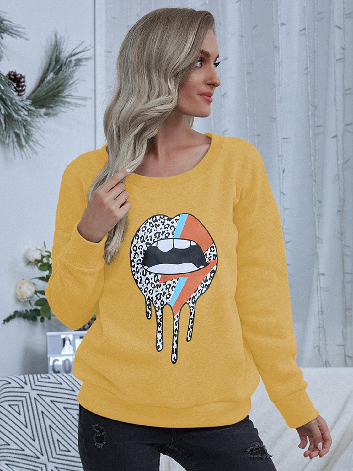Lip Graphic Sweatshirt in 2 Colors - Olive Ave