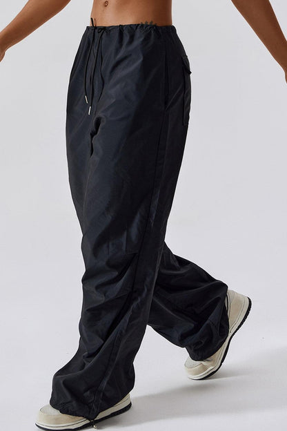 Long Loose Fit Pocketed Sports Pants - Olive Ave