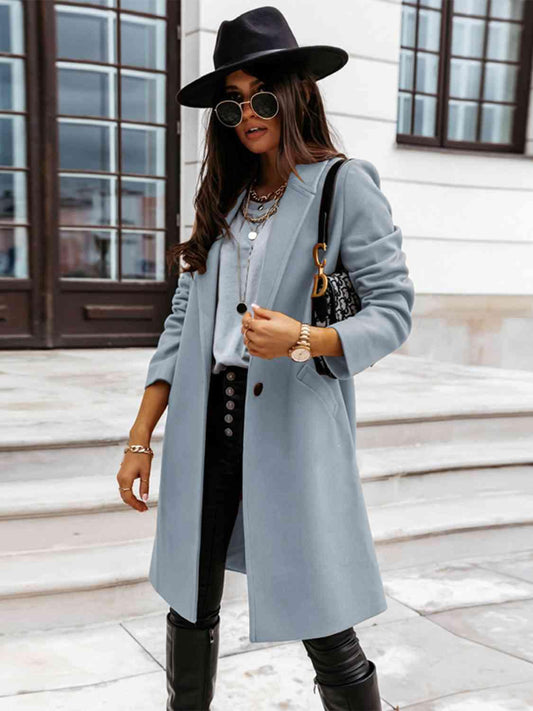 Long Sleeve Longline Coat in 2 Colors - Olive Ave
