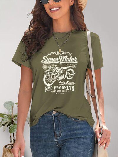 Motorcycle Graphic T-Shirt in 4 Colors - Olive Ave