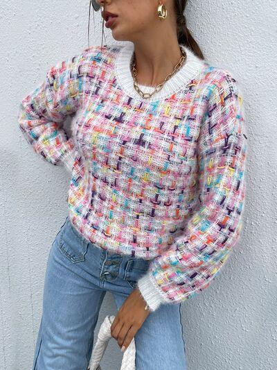 Multicolor Dropped Shoulder Sweater - Olive Ave