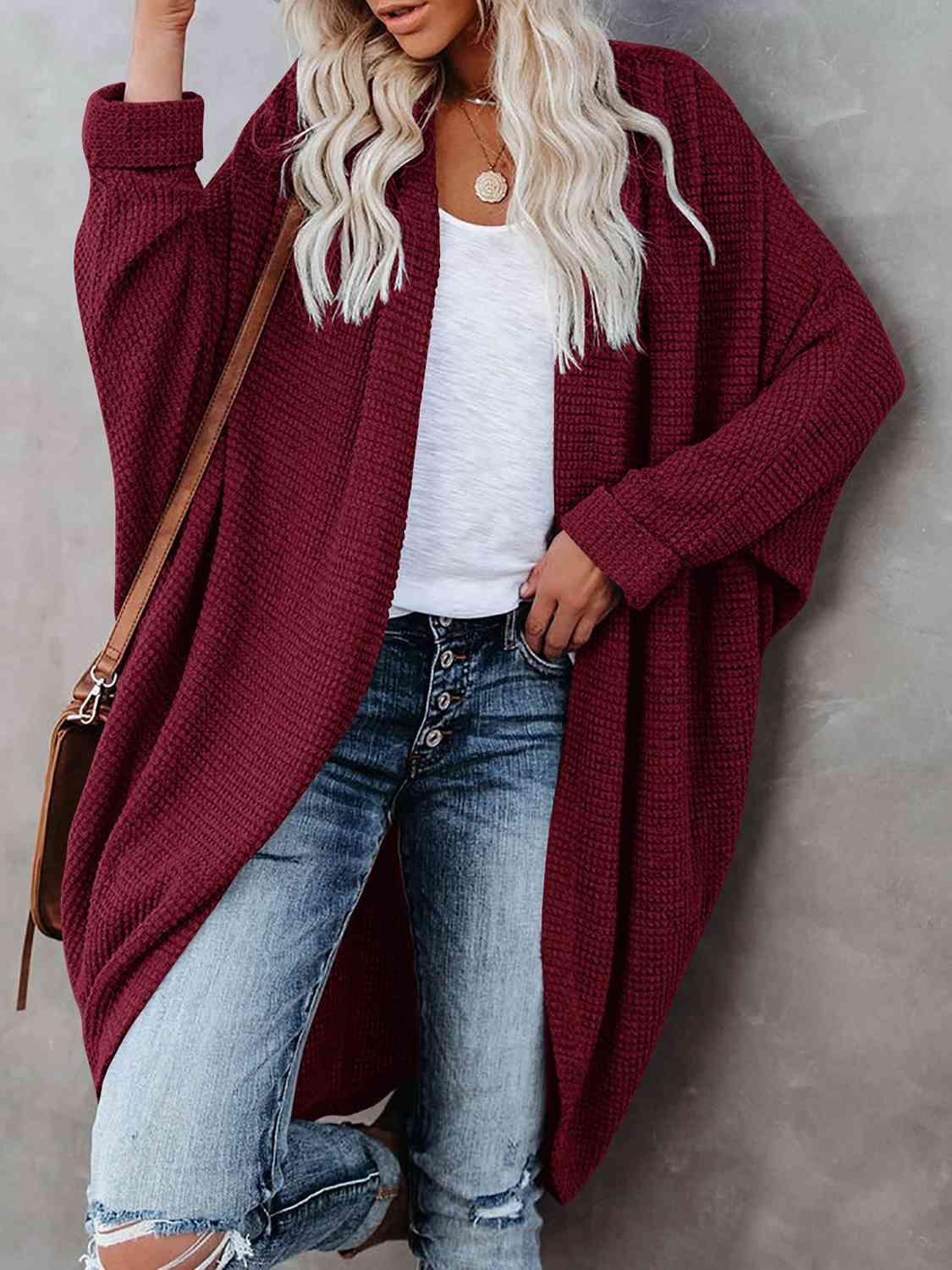Open Front Long Sleeve Cardigan in 9 Colors - Olive Ave
