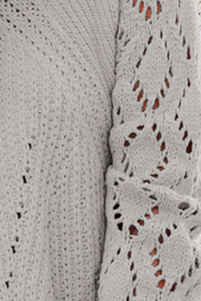 Openwork Lantern Sleeve Sweater - Olive Ave