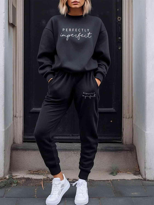PERFECTLY IMPERFECT Sweatshirt and Sweatpants Set - Olive Ave