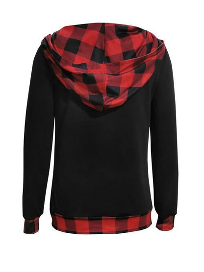 Plaid Asymmetrical Hooded Blouse - Olive Ave