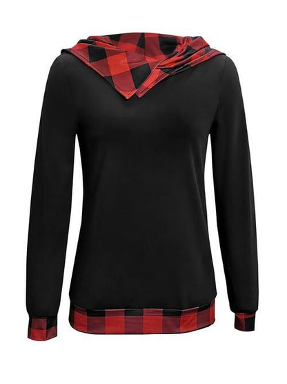 Plaid Asymmetrical Hooded Blouse - Olive Ave