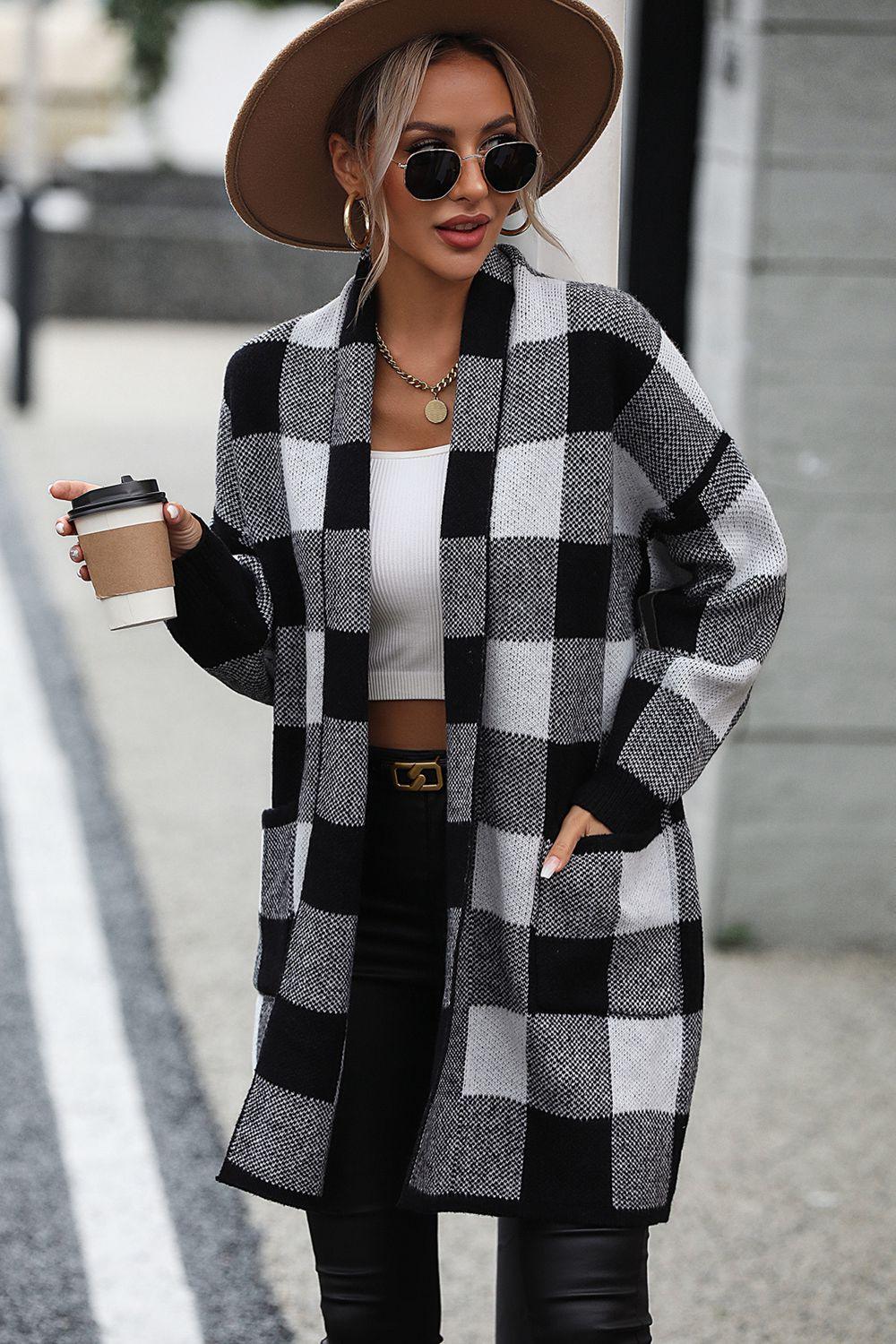 Plaid Cardigan with Pocket in 4 Colors - Olive Ave