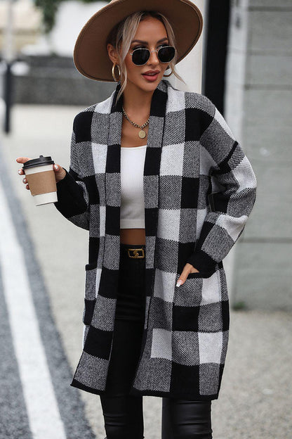 Plaid Cardigan with Pocket in 4 Colors - Olive Ave