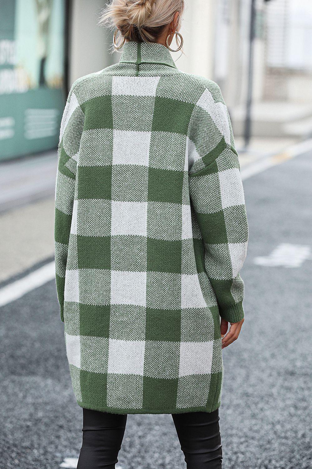 Plaid Cardigan with Pocket in 4 Colors - Olive Ave