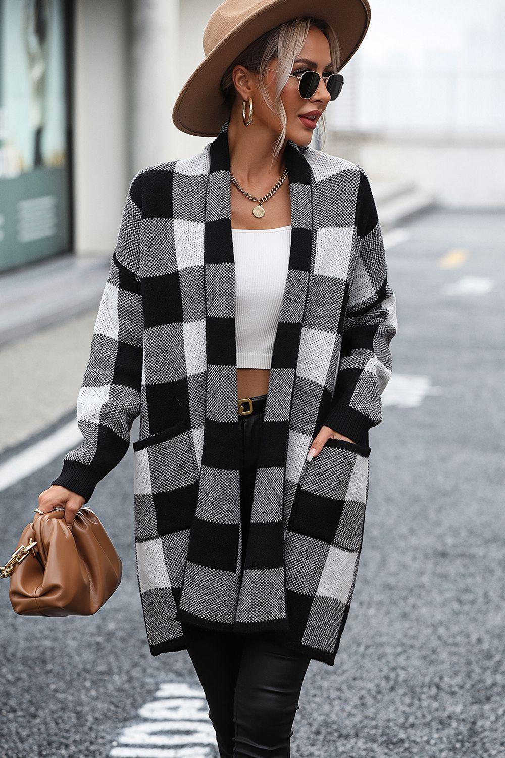 Plaid Cardigan with Pocket in 4 Colors - Olive Ave