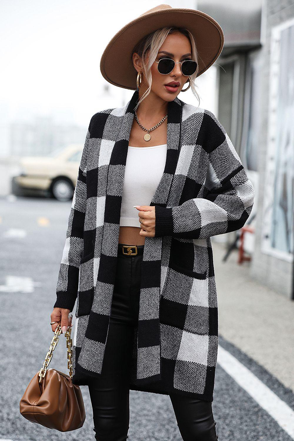 Plaid Cardigan with Pocket in 4 Colors - Olive Ave