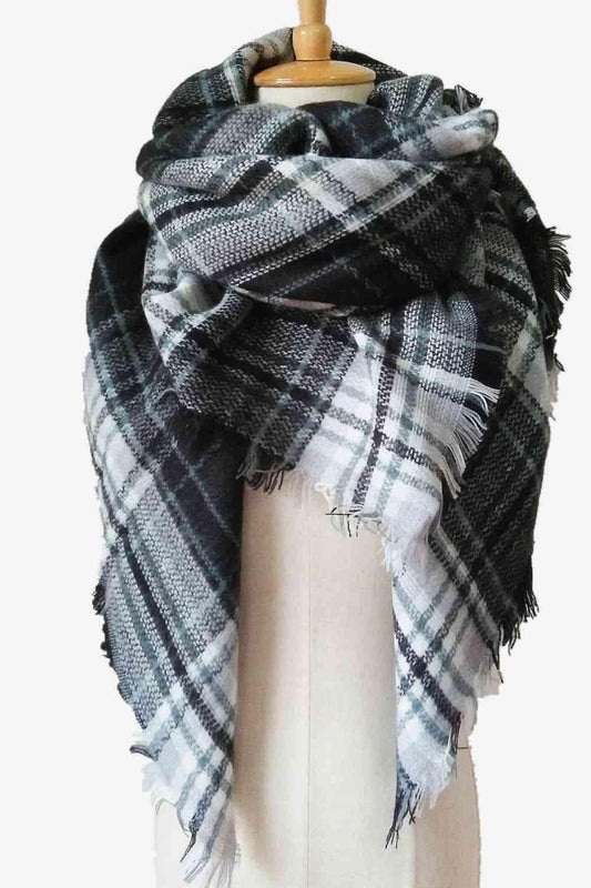 Plaid Cashmere Scarf and Wrap - Olive Ave