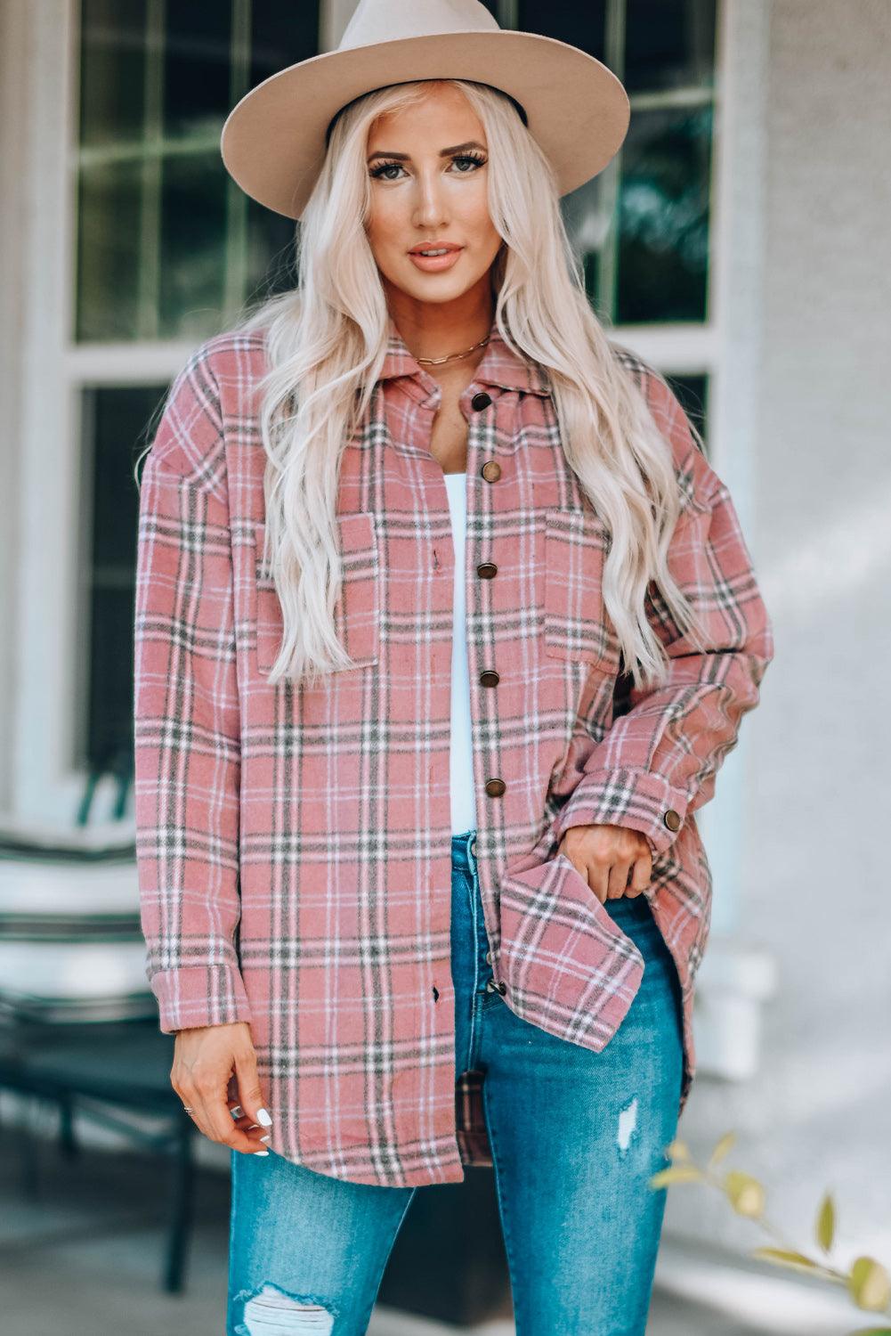 Plaid Longline Shirt Jacket - Olive Ave