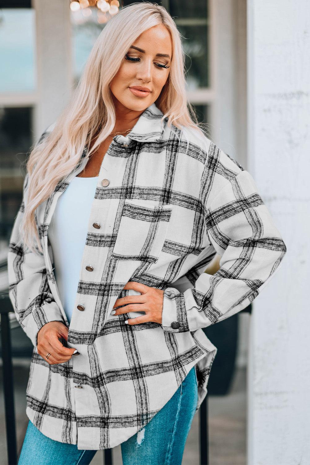 Plaid Longline Shirt Jacket - Olive Ave