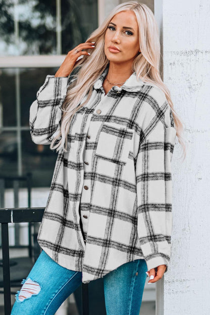 Plaid Longline Shirt Jacket - Olive Ave