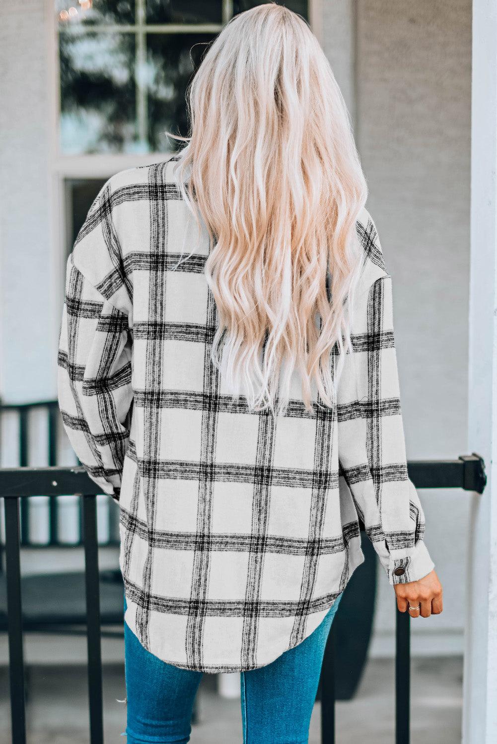 Plaid Longline Shirt Jacket - Olive Ave