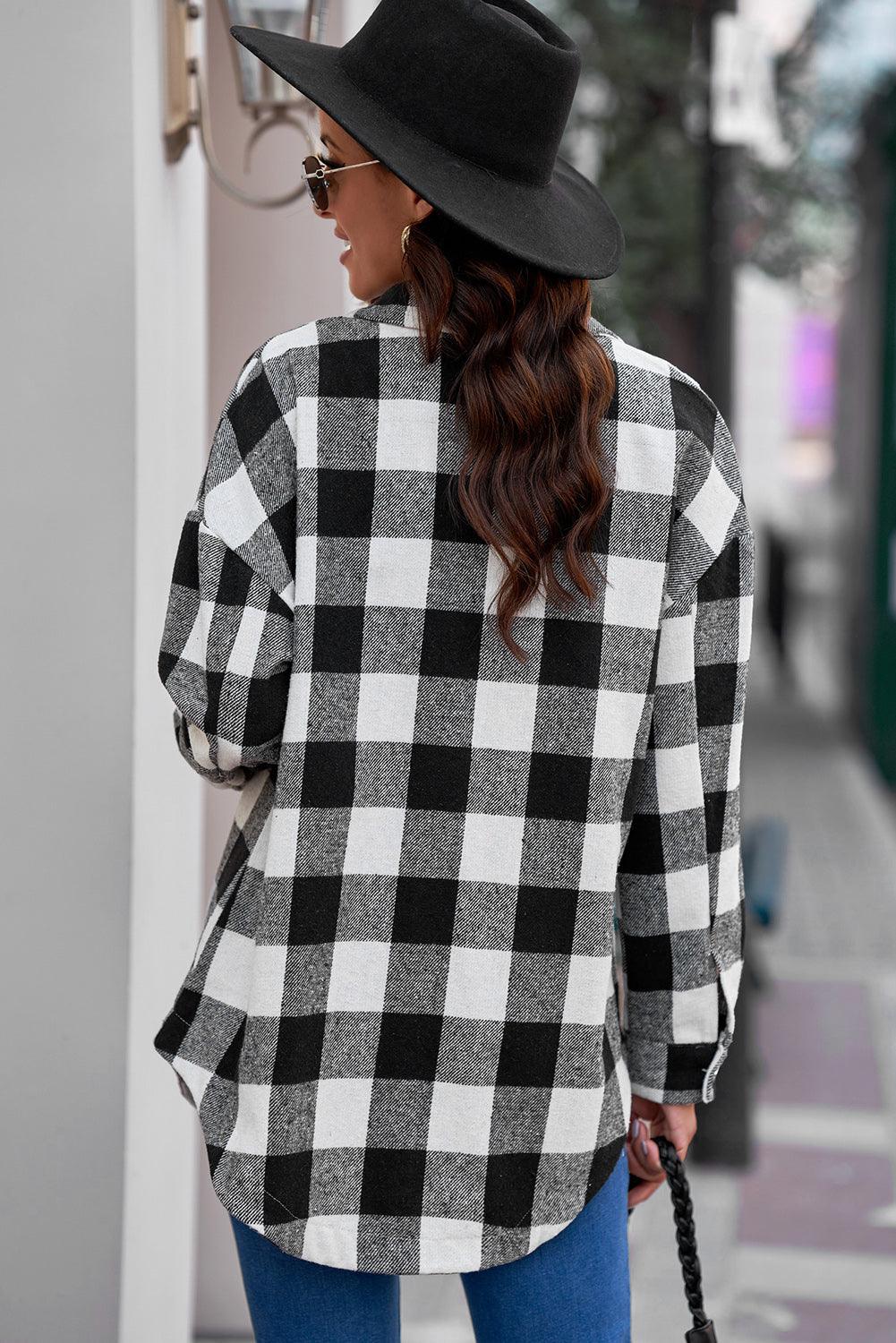 Plaid Longline Shirt Jacket - Olive Ave