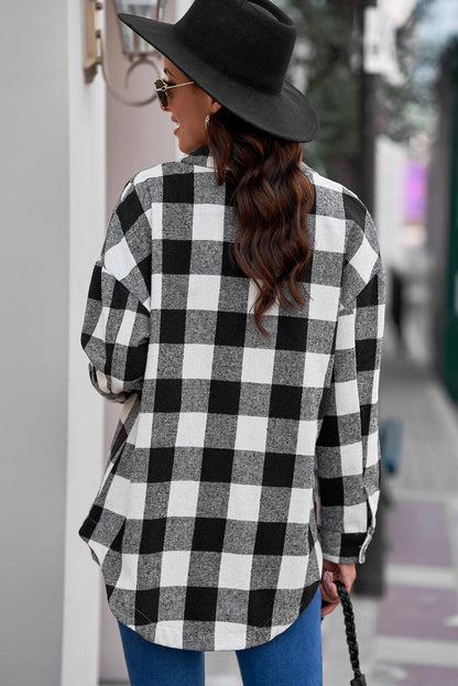 Plaid Longline Shirt Jacket - Olive Ave