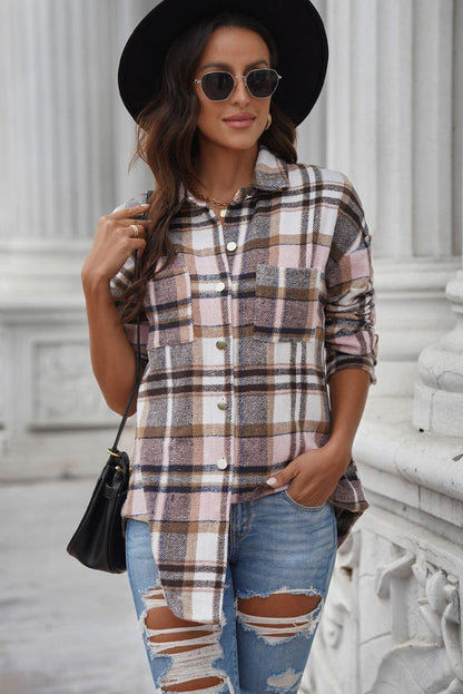 Plaid Longline Shirt Jacket - Olive Ave