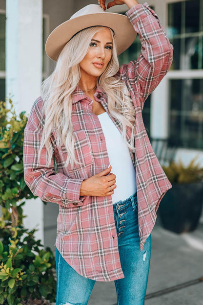 Plaid Longline Shirt Jacket - Olive Ave