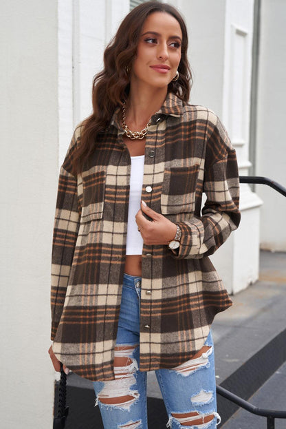 Plaid Longline Shirt Jacket - Olive Ave