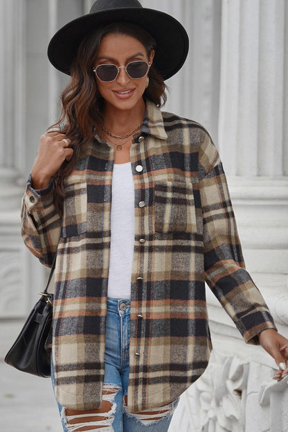 Plaid Longline Shirt Jacket - Olive Ave