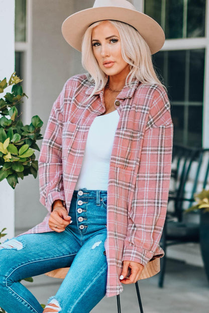 Plaid Longline Shirt Jacket - Olive Ave