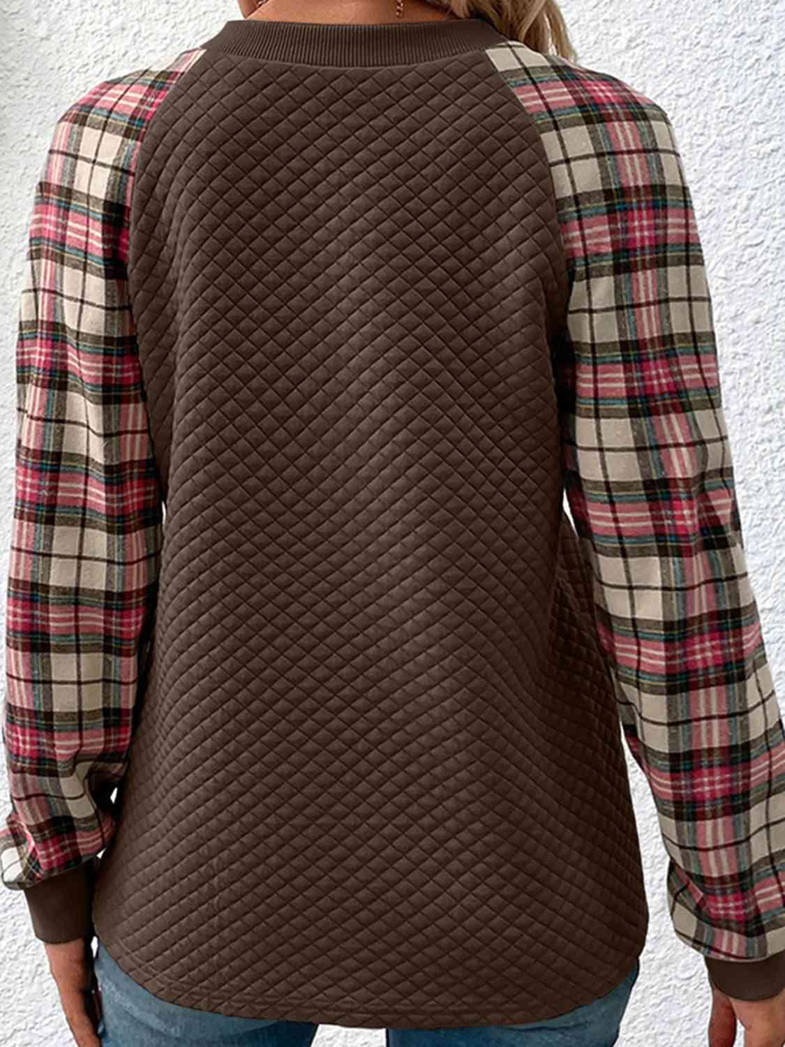 Plaid Sleeve Top - Olive Ave