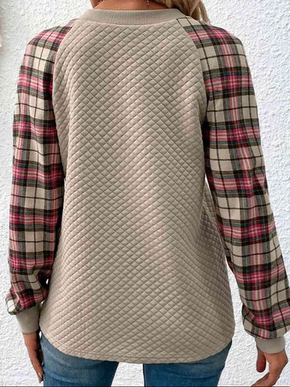 Plaid Sleeve Top - Olive Ave