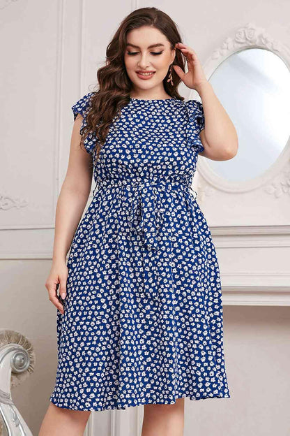 Plus Size Dot Tie Waist Dress - Olive Ave