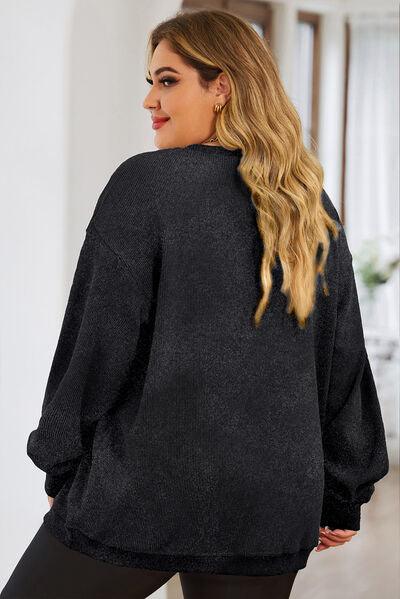 Plus Size Heart Ribbed Sweatshirt - Olive Ave