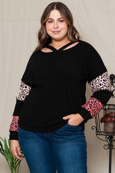 Plus Size Leopard Long Sleeve Top - Olive Ave