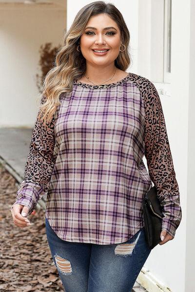 Plus Size Leopard Plaid Top - Olive Ave