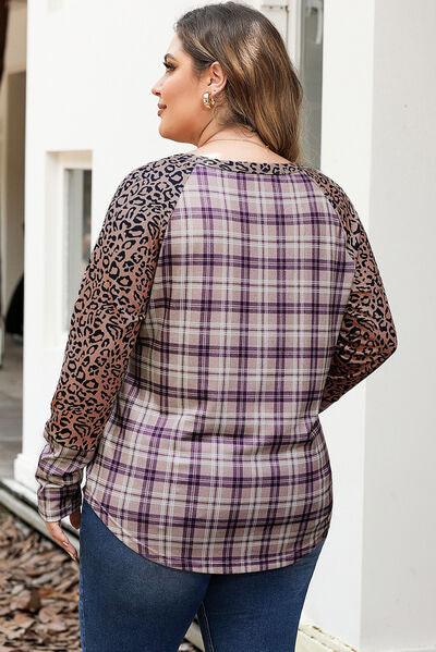 Plus Size Leopard Plaid Top - Olive Ave