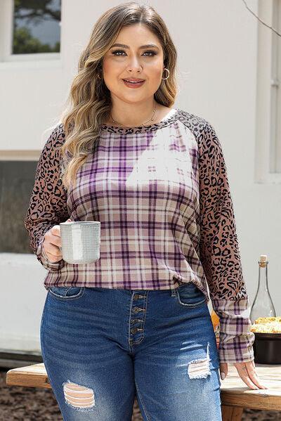 Plus Size Leopard Plaid Top - Olive Ave