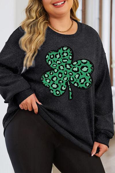 Plus Size Lucky Clover Sweatshirt in 3 Colors - Olive Ave