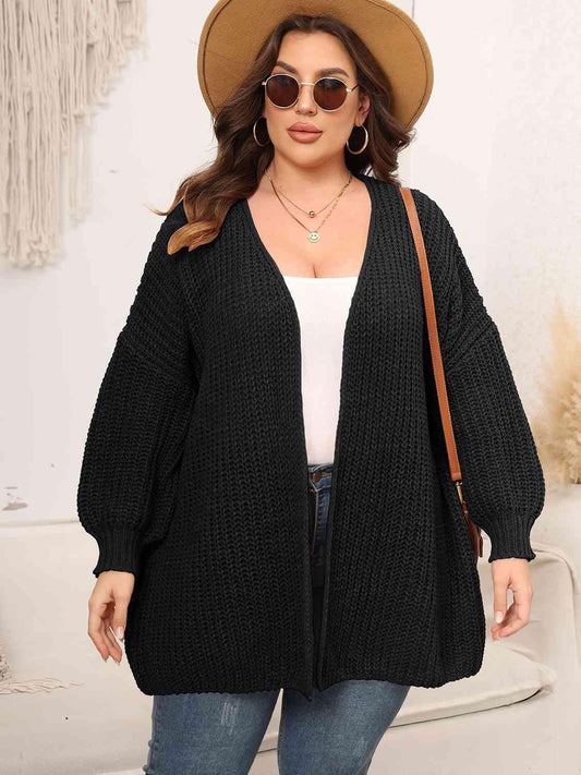 Plus Size Open Front Knit Cardigan in 4 Colors - Olive Ave