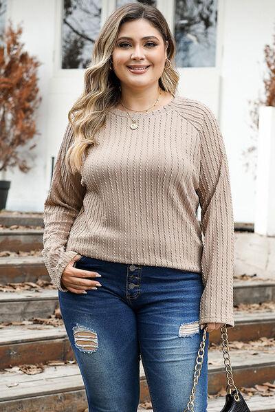 Plus Size Ribbed Long Sleeve T-Shirt - Olive Ave