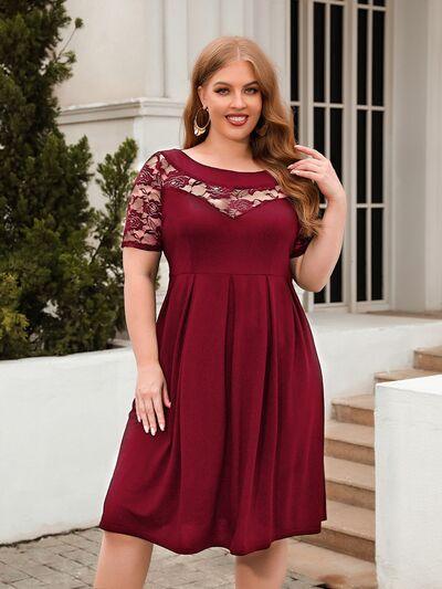 Plus Size Ruched Lace Dress in 8 Colors - Olive Ave