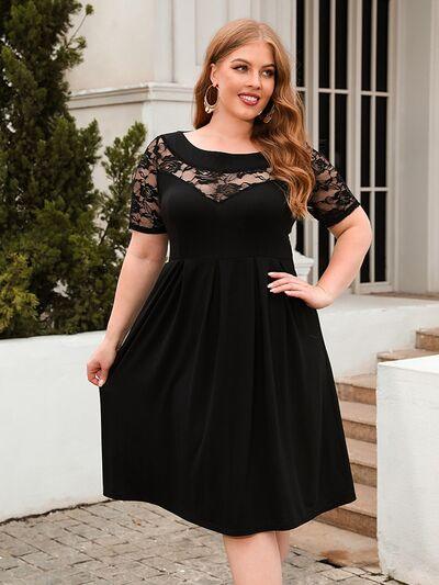 Plus Size Ruched Lace Dress in 8 Colors - Olive Ave