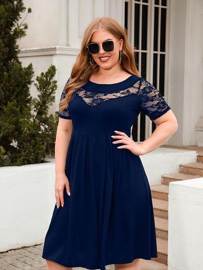 Plus Size Ruched Lace Dress in 8 Colors - Olive Ave