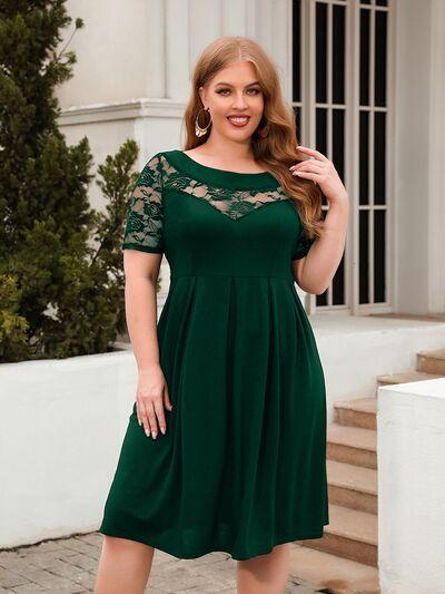 Plus Size Ruched Lace Dress in 8 Colors - Olive Ave